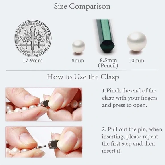 Elegant Silver Pearl Necklace - Picture 2 of 2